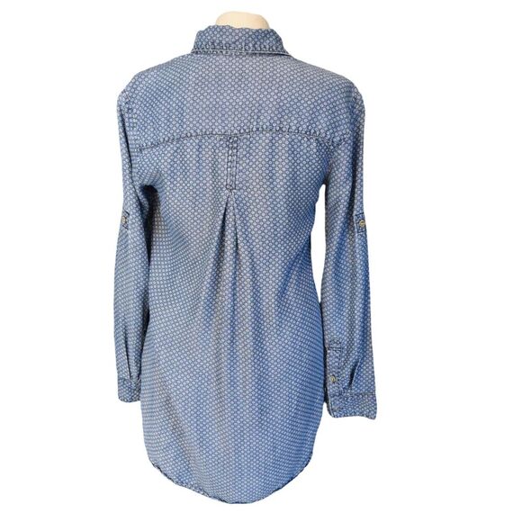 Cloth & Stone Tencel Button-Down Tunic Top Women’s XS Chambray Blue Long Sleeve - Picture 3 of 7